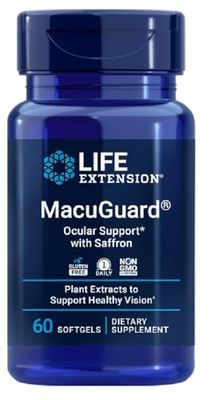 Life Extension Soutien Oculaire MacuGuard avec Safran, 60 capsules molles - Préservez la Santé de Vos Yeux