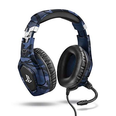 Trust Gaming Cascos PS4 y PS5 Auriculares de Gaming GXT 488 Forze-B, Licencia Oficial para Playstation, Micrófono Plegable, Altavoces Activos de 50 mm, Cable Trenzado de Nailon de 1.2 m, Azul