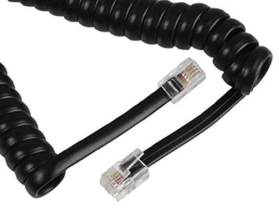 Pro Signal PSG04241 RJ10 Plug to Plug Coiled Handset Cord, 3m, Black