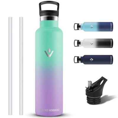 Termisk flaska, 1 liter vattenflaska, BPA-fri, vattenflaska i rostfritt stål, läckagefri, metallflaska, håller sig varm i 12 timmar/kall 24 timmar, termisk vattenflaska för träning, camping, vandring