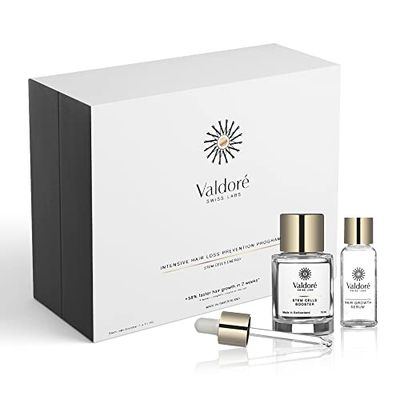 Valdoré Traitement Intensif Anti Chute de Cheveux - Pousse Cheveux Homme & Femme - Stimulant Cellules Souches 15ml, 7x8ml Sérum Croissance, Extraits Cellules Souches Végétales, Biotine, Vitamines