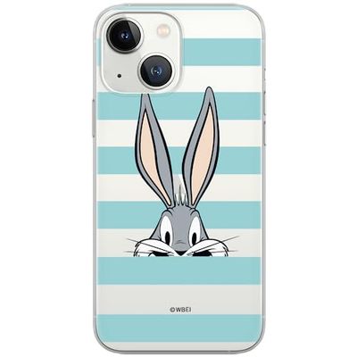 ERT GROUP mobiltelefonfodral för Iphone 13 MINI originalt och officiellt licensierat Looney Tunes mönster Bugs 011Vit optimalt anpassad till formen på mobiltelefonen, gedeeltelijk transparant