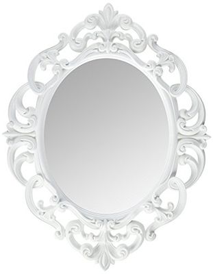 KOLE Imports - espelho de parede oval vintage, branco, 11,5 x 15 polegadas