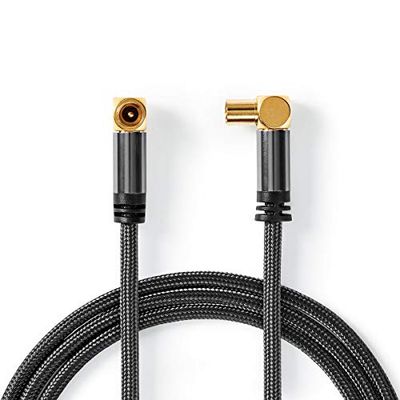 Nedis Coaxkabel | IEC (Coax) Male | IEC (Coax) Female | Verguld | 75 Ohm | Viervoudig Afgeschermd | Rond | Katoen | Grijs/Gunmetal | Cover Window Box 2.00 m 2.00 m