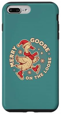 Merry Goose on The Loose Funny Christmas Goose Retro Vintage Case for iPhone 7 Plus/8 Plus