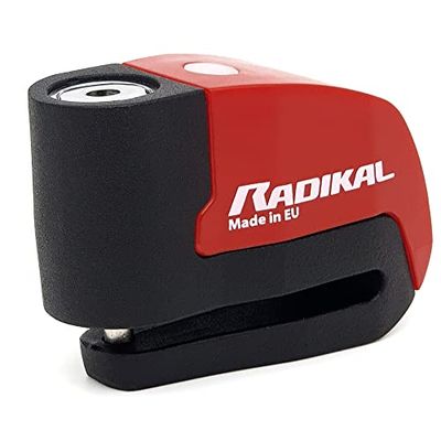 RADIKAL RK6 Cadeado para motocicleta disco alarme 120 db, botão ON, Warning visador, módulo substituível impermeável, pilha CR2 longa duração, anti-roubo pinça de travão universal para motos scooter