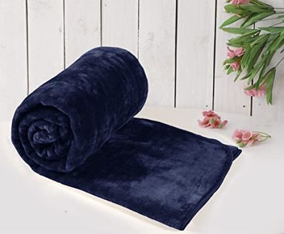Om Home DELUXE Fuskpäls minkfilt/överkast – mjuk och mysig – perfekt för att mysa i soffan (150 x 200 cm, marinblå)