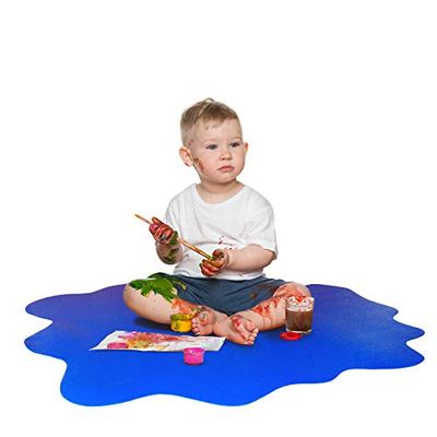 Floortex Blue Anti-Slip Sploshmat Multi-Purpose Highchair/Playmat Waterproof PVC Chair Mat For Hard Floors, 100 x 100 cm