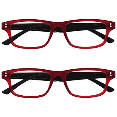 Uv Reader Gommato Rosso Nero Occhiali Da Lettura Valore 2 Pacco Uomo Donna Uvr2Pk033 +2,00 - 70 Gr