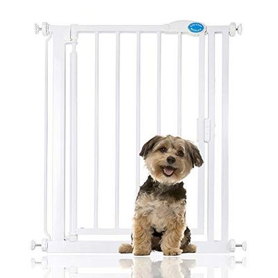 Bettacare Auto Close Pet Gate, 68.5cm - 75cm, White, Narrow, Narrow Pressure Fit Stair Gate for Dog & Puppy, Safety Barrier for Narrow Doors Hallways and Spaces, Easy Installation