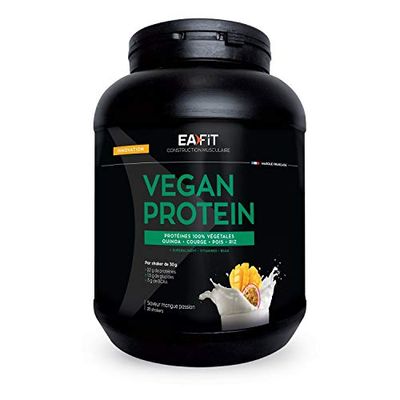 EAFIT VEGAN PROTEIN - 750g - 71% de Protéines - Faible en Sucres et Matières Grasses - Croissance Musculaire - 3g de BCAA - Certifié Anti-Dopage - Marque Française