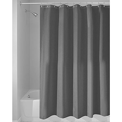 InterDesign Rideau de Douche Tissu Imperméable, 183,0 cm x 183,0 cm, Gris Foncé, Salle de Bain, Moderne, Unisex, Étanche, Lavable, Polyester, Semi-transparent, Grommet, 1 Count