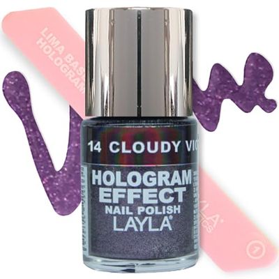 Layla Cosmetics Milano Holog Effet Vernis à Ongles Claudy Violet 10 ml
