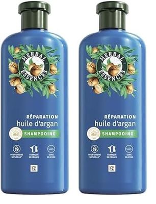 Herbal Essences Réparation Shampoing Huile d'Argan 250ml Cheveux Abîmés. Nutrition Intense pour une Chevelure Douce et Lisse. Ingrédients d'Origine Naturelle*, Sans Silicone, Végan (Lot de 2)