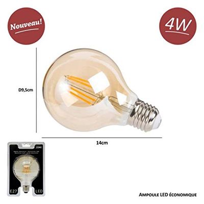 ZONS 810463 LED Edison, Lampada Decorativa Lampadina a Incandescenza Retro, Set di 4