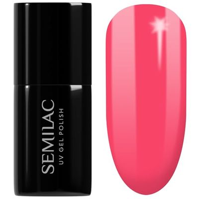 SEMILAC Gel Nail Polish 043 Electric Pink - Full Coverage Gel Polish - Soak Off Easy To Use LED/UV Nail Lamp - Long Lasting Manicure and Pedicure up to 3 weeks