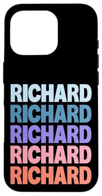Funny Modern Repetitive Text Design First Name Richard Carcasa para iPhone 16 Pro