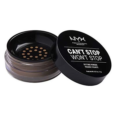 NYX Professional Makeup Can't Stop Won't Stop Setting Powder, Loose Format, Matte Finish, Oil Absorbing, Vegan Formula, Shade: Medium Deep