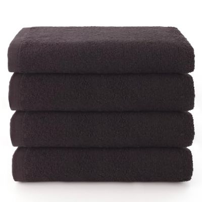 Top Towel - Plus - Serviettes de Bain - 4 Serviettes de Visage ou Bidet - 30 x 50 cm - 100% Coton - Noir
