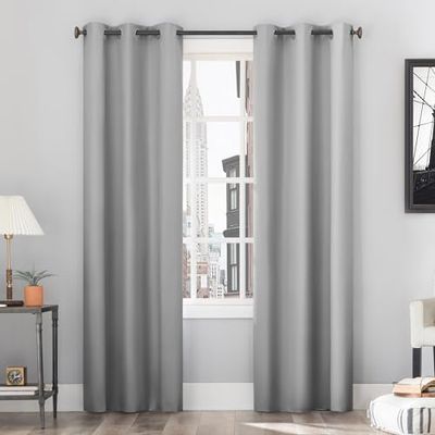 Sun Zero Cyrus Lot de 2 Rideaux Thermiques à œillets 101,6 x 160 cm Argenté