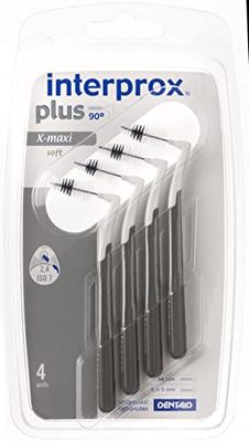 Interprox Plus X-Maxi Soft 4 Scovolini Grigio, Anti-Placca e Anti-Carie, adatto a spazi molari e premolari interprossimale di almeno 2,4 mm