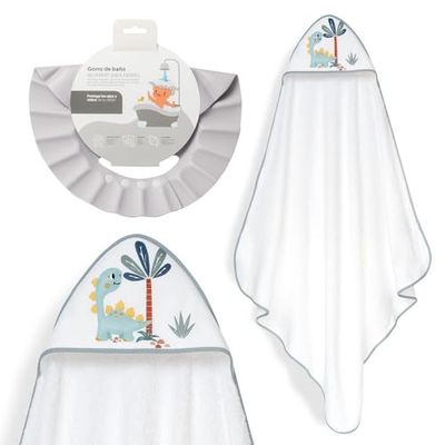 Interbaby - Mantello da bagno per bambini + berretto regolabile | Asciugamano con cappuccio 100% cotone, unisex, morbido, asciugatura rapida, ideale per neonati, neonati e bambini piccoli, design