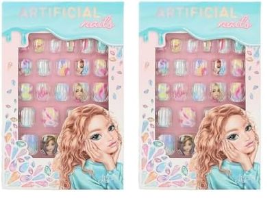 Depesche 12685 TOPModel Beauty and Autoadhesivas con Muchos diseños y Dibujos, 24 uñas Artificiales Planas en Diferentes tamaños, Corazones, Multicolor, Teiliges Sortiment (Paquete de 2)