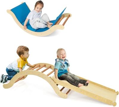 FANTASK Arco de Escalada Infantil 3 en 1, soporta hasta 60 kg, rampa Triangular Reversible con Acolchado, versátil Escalera Interior para niños para Escalar y deslizarse