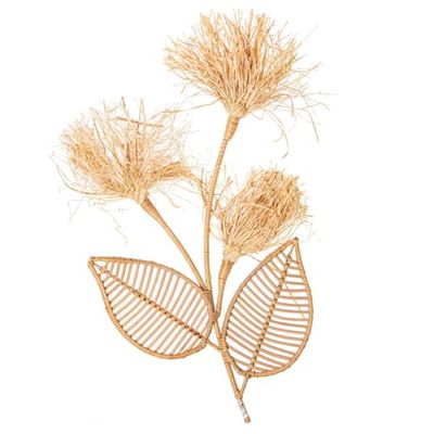 Alexandra House Living Décoration murale en rotin fibre naturelle fleur 33 x 65 cm