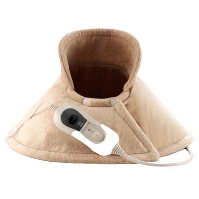 GIMA - Termoforo elettrico per collo e spalle con superficie in microplush, con 3 impostazioni di temperatura con indicatore di livello, 28674