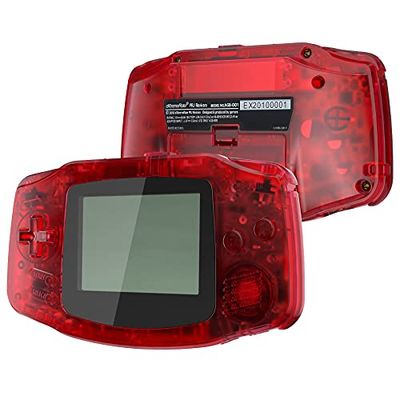 eXtremeRate IPS Ready Upgraded Clear Red Replacement Shell Full Housing Cover + Buttons for Gameboy Advance GBA – Compatible with Both IPS & Standard LCD – Console & IPS Screen NOT Included