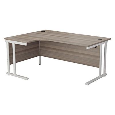 TC Office OHD0011WHGO 160 cm Hippo Heavy Duty Left Corner Crescent Cantilever Desk - Grey Oak