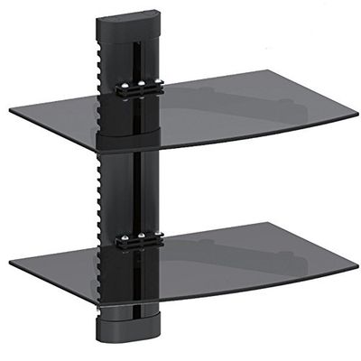 Maclean MC-662 - Suporte de parede para leitores de DVD e receptores (2 prateleiras), cor preta