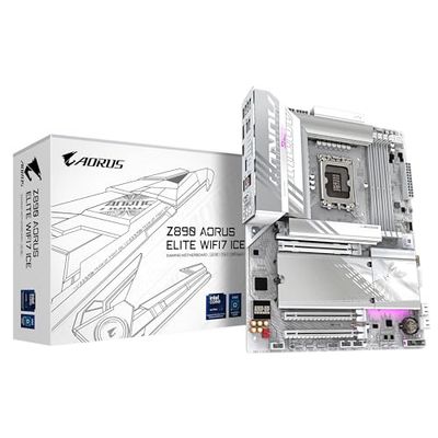 GIGABYTE Z890 AORUS ELITE WIFI7 ICE Scheda Madre - Supporta CPU Intel Core Ultra (Serie 2), 16+1+2 Fasi VRM, fino a 8800MHz DDR5 (OC), 1xPCIe 5.0 + 3xPCIe 4.0, Wi-Fi 7, 2.5GbE LAN, Thunderbolt 4