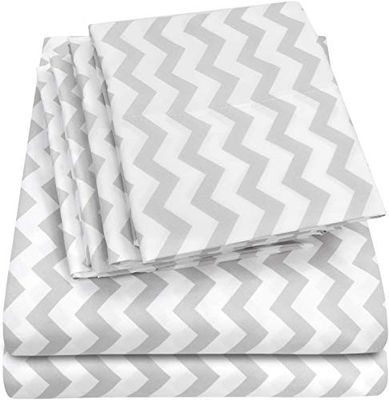 Sweet Home Collection - Conjunto de lençóis, 4 peças, 1500 fios, qualidade egípcia, lençol de baixo com cantos amplos, Chevron Gray, casamento