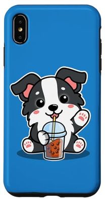 Cute Funny Kawaii Kids Boba Bubble Tea Border Collie Lover Custodia per iPhone XS Max