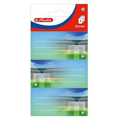 herlitz 50034307 zelfklevende boeketiketten, motief: Voetbal, 3 vellen à 3 stuks