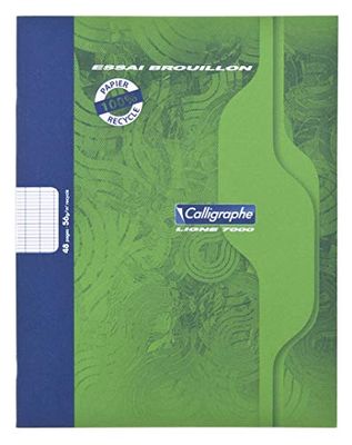 Calligraphe 2148C - Set van 20 Groen Geniet Kladbladen Schriften - 17x22cm - 48 grote ruiten pagina's - 56g 100% gerecycled papier - Offset karton kaft - Merk van Clairefontaine