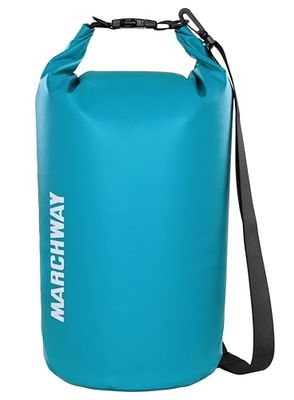 MARCHWAY Drijvende waterdichte droge zak 5L/10L/20L/30L/40L, Roll Top Sack houdt de uitrusting droog voor kajakken, raften, varen, zwemmen, kamperen, wandelen, strand, vissen (groenblauw, 5L)