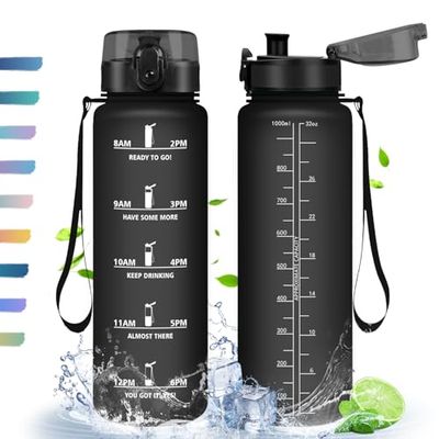 HoneyHolly Borraccia, 1L, Borraccia Sportiva, Borraccia Motivazionale, Senza BPA, Bottiglia Acqua per Sport, Fitness, Yoga, Scuola, Ufficio