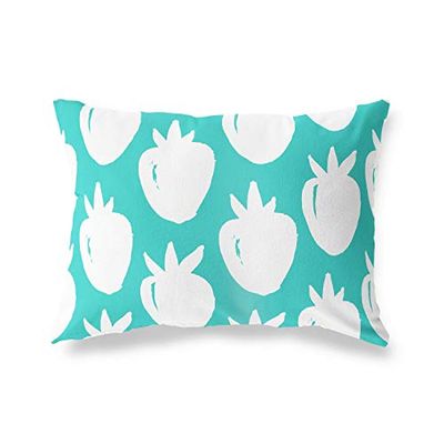 BonaMaison Turkoois-Wit Decoratieve Kussensloop, Kussenhoezen Bank, Decoratieve Kussenhoesjes, Kussensloop; Sofa, Slaapkamer, Kantoor, Auto 35x50 Cm - Ontworpen en vervaardigd in Turkije