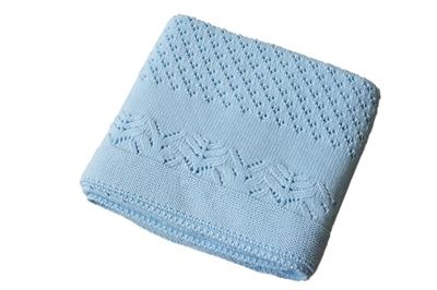 Italbaby Couverture tricotée pour lit de bébé, Taille 110 x 150 cm Bleu