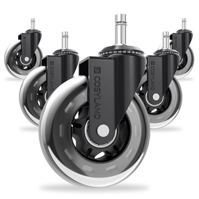 COSYLAND Office Chair Wheels Replacement For All Floors - 11x22mm Rubber Wheels For Office Chair Set Of 5 – Smooth & Silent Desk Chair Rollers (Not For 1KEA)