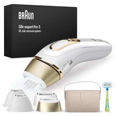 Braun Luz Pulsada Silk-expert Pro 5 PL5342 IPL, Eliminación Del Vello En Casa, Funda, Maquinilla De Depilación Venus, 4 Cabezales