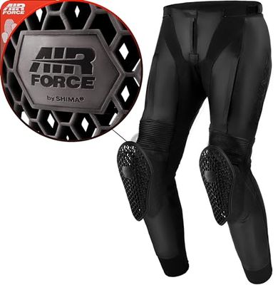 SHIMA Bandit 2.0 Motorbroek voor heren met beschermers, airforce, kniebeschermers, leren broek voor mannen, beschermingsbroek voor motorcombi, urban stretch, leren broek, lang (heren, zwart, 58)