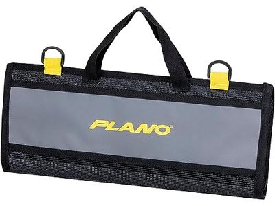 Plano Z-serie kunstaas wrap, grijs en zwart met doorzichtige compartimenten, waterdichte verpakking en rol opslag voor vissen kunstaas, aas en terminal tackle, MOLLE hulpstukken