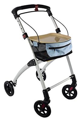 Days Breeze Indoor Rollator, 4 Wheeled, Includes Basket and Tray, Mobility Aid, Assisted Walking Device for Low Mobility Users, Lightweight, Green