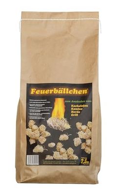 Feuerbällchen RaiffeisenWaren, allume-barbecue, allume-cheminée, allume-feu (allumeur écologique à base de produits naturels, pour allumer le charbon de bois, le feu de camp ou la cheminée) 2,5 kg
