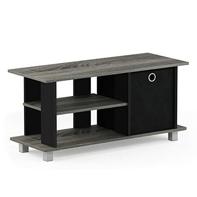 Furinno TV Entertainment Center, drewno, dąb francuski szary/czarny, jeden rozmiar