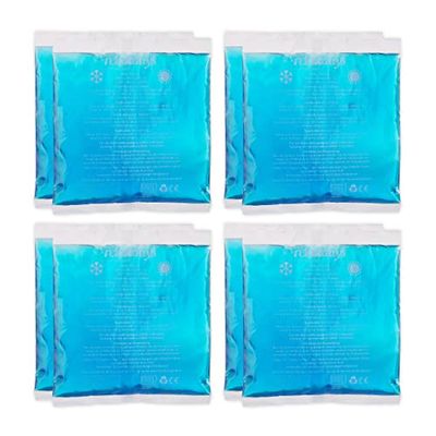 Relaxdays hot cold pack set van 8, warmte-koude kompressen, 14 x 12,5 cm, eerste hulp, herbruikbare gel packs, blauw